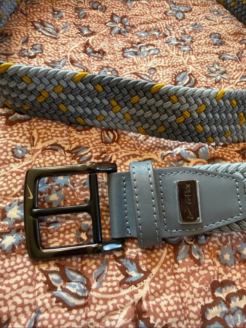 Nike Grey Woven Stretch Belt with Yellow Accent